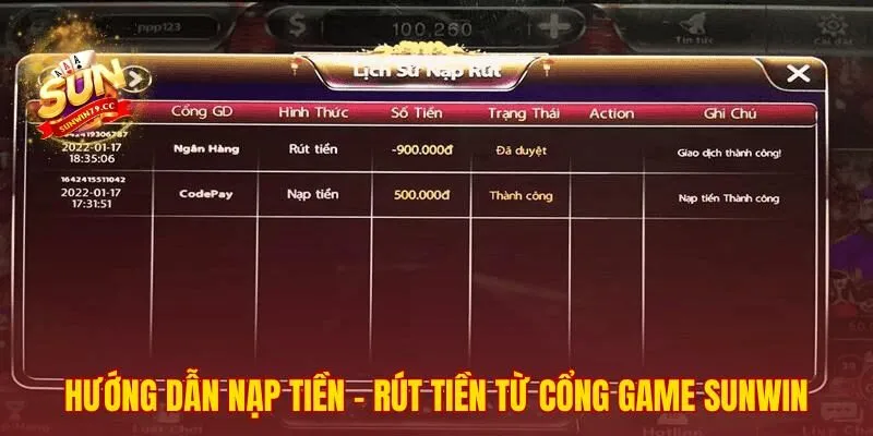 Sunwin 42 Quy trình giao dịch nạp rút tiền tại hệ thống an toàn minh bạch